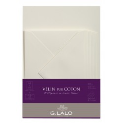 Set de   10 feuilles A5 et 5 enveloppes C6 Vélin coton blanc