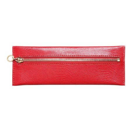 Trousse plate zippée Bornéo rouge garance Mignon