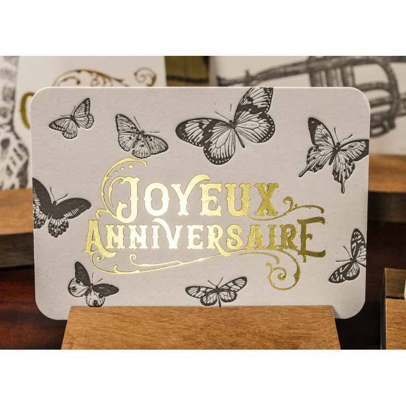 L Atelier Letterpress C038 Carte Joyeux Anniversaire Papillons L Atelier Letterpress La Papeterie Parisienne