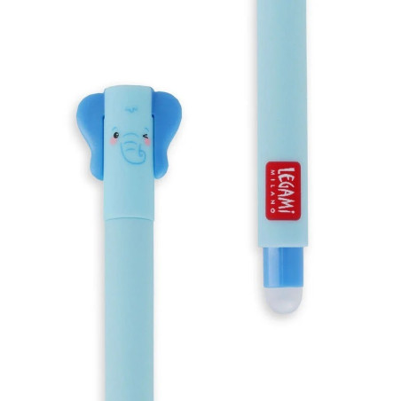 Legami -  EPBLUKIT18 - Stylo à encre gel effaçable Legami - Eléphant - Encre bleue - Pointe moyenne -  La Papeterie Parisienne