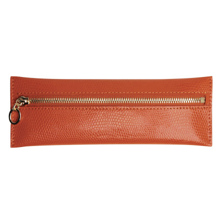 Trousse plate zippée Bornéo orange épicé Mignon Paris