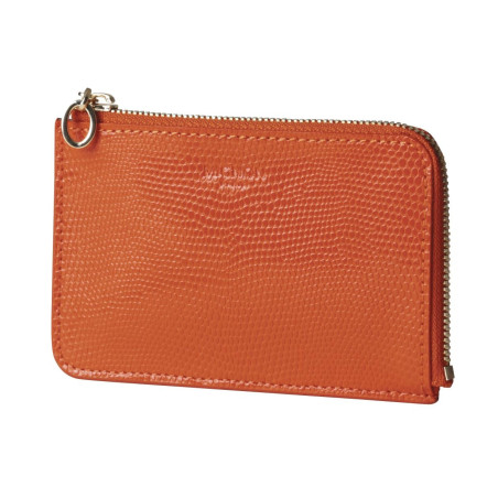 Porte-cartes zippé Bornéo orange épicé Mignon Paris