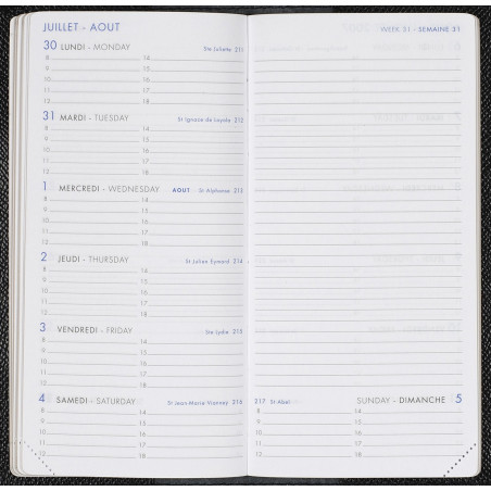 Agenda 9 × 17 Pekari noir - Agenda Moderne