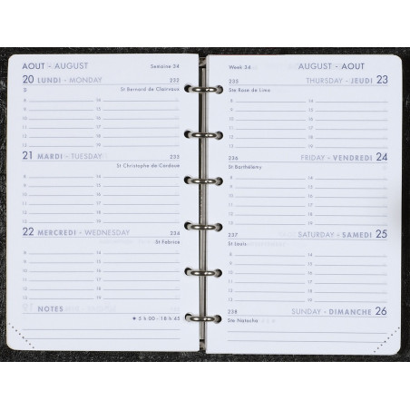 Agenda 8,5 × 13 Pekari noir avec patte - Agenda Moderne