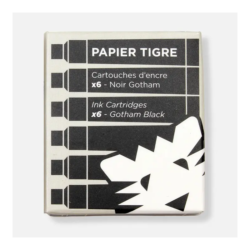 6 Cartouches Encre Noire Stylo-plume | Papier Tigre - La Papeterie Parisienne